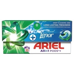 Capsule ARIEL All in One Pods Touch of Lenor Fresh Air, detergent automat de rufe, 33 buc