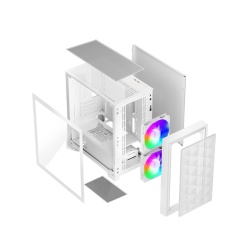 CARCASA PCCOOLER, Mini Tower, mATX, fara sursa, sticla securizata, 2 ventilatoare incluse, iluminare ARGB, alb, USB 3.2 gen 2 x 2, mic, audio, "C3D310 ARGB WH" - Img 3