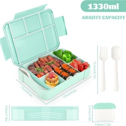 Caserolă Typec Home pentru Prânz Copii, Incasabilă, Capacitate 1350 ml, Cutie Sandwich și Gustări pentru Școală, Fără BPA - Img 6