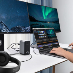 Choetech 15in1 HUB multifunctional USB Type C PD 100W - 4x USB 3.2 Gen1 (USB 3.0) / 4x USB Type C / 3x HDMI 4K / 1x VGA 1080p / 1x RJ45 1Gbps / 1x mini mufa 3,5 mm DC / (H1UB- mini jack / M21) - Img 2