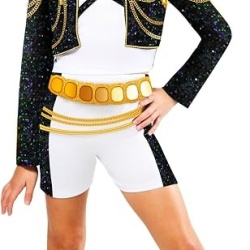 Costum Deluxe Copii Rubies Rumi Golden Hybrid – K-Pop Demon Hunters, Licențiat Oficial Netflix, Include Top, Jachetă, Pantaloni Scurți și Jambiere, pentru Carnaval, Halloween și Petreceri Tematice - Img 7