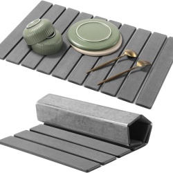 Covoraș Absorbant pentru Uscarea Vaselor din Pământ de Diatomee, 60 x 40 cm, Pliabil, Uscare Rapidă, pentru Chiuvetă, Veselă, Pahare și Espressor de Cafea (Gri Închis)