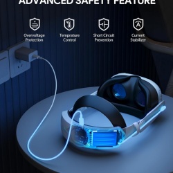 Curea de incarcare rapida pentru cap Aubika pentru Meta Quest 3S/Quest 3 cu acumulator incorporat de 8000 mAh, inlocuire curea Elite, accesorii pliabile și reglabile - Img 2