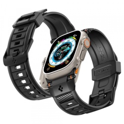 Curea Spigen Rugged pentru Apple Watch 49mm / 46mm / 45mm / 44mm Series, Neagra Mata AMP02854