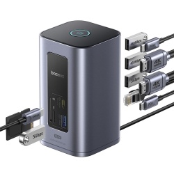 DOCKING STATION Baseus Spacemate RD1 12 in 1, input USB Type-C, output 2xHDMI 4K@60Hz, 2xUSB-C (10Gbps), 2xUSB-A (5Gbps), 2xUSB, 1xRJ45, card reader SD/micro SD, 1XUSB-C (PD), gri - Img 5