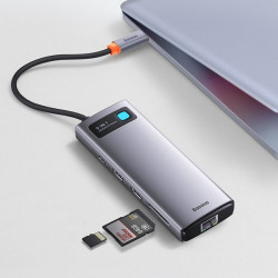 Docking Station HUB 9 in 1 USB Type C - 2 x HDMI / 2 x USB 3.2 Gen. 1/1 x USB 2.0 / 1 x Power Delivery / 1 x SD card reader / 1 x TF card reader / 1 x RJ-45 gray (WKWG060013) - Img 5