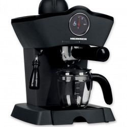 Espressor manual Heinner Retro Effect HEM-200BK, 800W, 3.5bar, capacitate rezervor 0.24L, termometru frontal apa, optiuni preparare: espresso si cappuccino, Negru