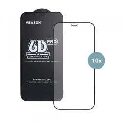 Folie de protectie Ecran Veason PRO pentru Apple iPhone 17 Pro, Sticla Securizata, Full Glue, Set 10 bucati, 6D, Neagra