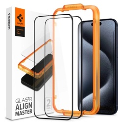 Folie protectie Spigen ALM FC 2-PACHET IPHONE 15 PRO NEGRU