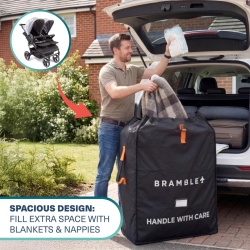 Geantă de Transport Cărucior Dublu XL Bramble pentru Avion, Nailon Balistic Rezistent la Apă, Bretele Căptușite din Neopren, Husă Integrată și Fereastră ID, 100 x 65 x 40 cm, Negru - Img 6