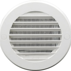 Grilă de Ventilație Rotundă din Plastic cu Protecție Împotriva Insectelor, Diametru 125 mm, Alb