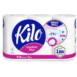 Hartie igienica Kilo Confort, 3 straturi, 6 role