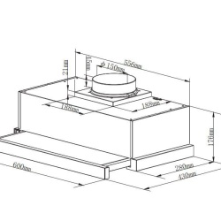 Hota incorporabila telescopica Heinner HTCH-440FS, Putere de absorbtie 325 mc/h, 1 motor, 60 cm, Inox - Img 2