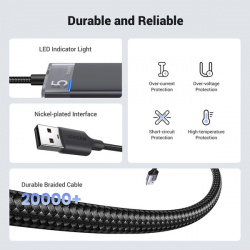 HUB Ugreen CM653 cu 4 porturi USB-A si cablu de alimentare USB-A - negru - Img 4