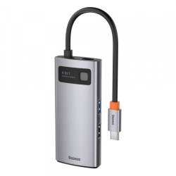 Hub USB-C Baseus Metal Gleam, 2 x USB-A - 1 x USB-C - 1 x HDMI, Gri Resigilat CAHUB-CY0G