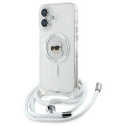 Husa MagSafe pentru Apple iPhone 16, Karl Lagerfeld, IML Crossbody Karl's Head, Transparenta