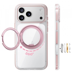 Husa MagSafe pentru Apple iPhone 18 Pro / 17 Pro, Torras, Ostand O3 Light, Roz