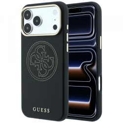 Husa MagSafe pentru Apple iPhone 18 Pro Max / 17 Pro Max, Guess, Perforated 4G, Neagra