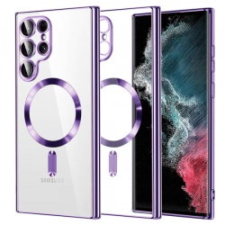 Husa MagSafe pentru Samsung Galaxy S22 Ultra 5G S908, Techsuit, Luxury Crystal, Mov Deschis