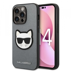Husa pentru Apple iPhone 14 Pro, Karl Lagerfeld, Saffiano Choupette's Head, Argintie