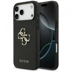 Husa pentru Apple iPhone 17 Pro Max, Guess, 4G Grained Big and Classic Logo, Neagra