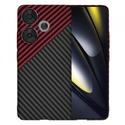 Husa pentru Xiaomi Poco F6, Techsuit, Carbonite FiberShell, Neagra Rosie