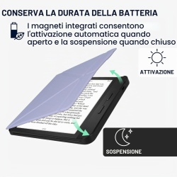 Husă Pliabilă cu Stand și Închidere Magnetică Compatibilă cu Kobo Libra H2O, Piele Ecologică PU, Protecție Completă Față-Verso, Culoare Lavandă - Img 7