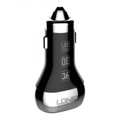 Incarcator auto LDNIO C2, 2x USB, QC 3.0, LED, 36W (negru) - Img 2