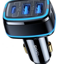 Incarcator auto USAMS CC126 C24 3 Porturi USB 80W negru - Img 3