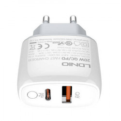 Incarcator de perete LDNIO A2424C, USB + USB-C, PD + QC 3.0, 20W (alb) - Img 5