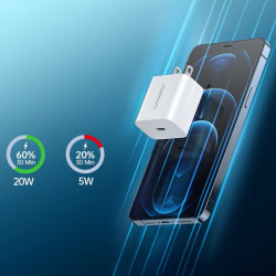 Incarcator priza Choetech AC EU Fast Charging , USB Type C Power Delivery 20W 3A white (PD5005-EU) - Img 3