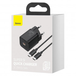 Incarcator rapid Baseus Super Si 1C 25W cu cablu USB-C pentru USB-C 1m (negru) - Img 2
