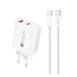 Incarcator Retea Cu Cablu USB-C A6MaxL, 20W, 3A, 1 x USB-A - 1 x USB-C, Alb