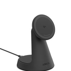 Incarcator wireless Anker MagGo Stand Qi2 360 15W, pentru iPhone 16/15/14/13/12, Negru