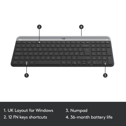 Kit tastatura + mouse wireless Logitech MK470, Slim, Negru Grafit - Img 9