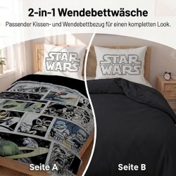 Lenjerie de pat pentru 1 persoana Jay Franco Star Wars Comic, 100% bumbac, cearceaf pilota si fata de perna 50 x 70 cm, Multicolor - Img 5