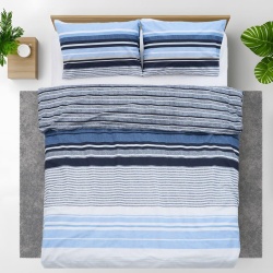 Lenjerie dubla,100% bumbac,4 piese, Azul