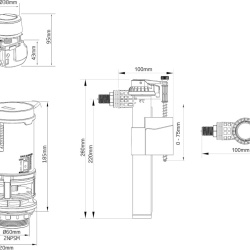 Mecanism Complet Universal Tomatherm pentru Toaletă, Cu Cablu pentru Dublă Tragere și Robinet de Alimentare Lateral, Conector din Aramă M12/17 (3/8 Inch) - Img 4