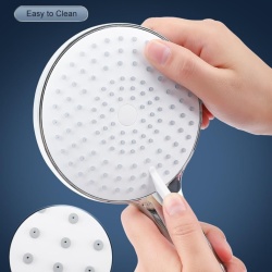 Pară de Duș de Înaltă Presiune cu Furtun Inclus, Cap Rotund 120 mm, 3 Moduri de Pulverizare, Duze Anti-Calcar din Silicon, Finisaj Cromat Lucios, Para de Duș Manuală Antirugină pentru Baie, Hotel și Spa - Img 5