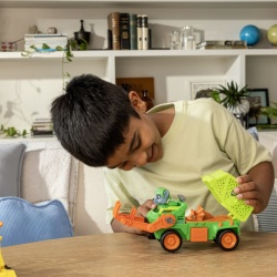 PATRULA CATELUSILOR FILMUL CU DINOZAURI SET DINO VEHICUL CAMION DE RECICLARE CU FIGURINA ROCKY SI ACCESORII 15CM - Img 3