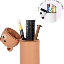 Penar Școlar Kawaii 2-în-1 din Silicon Moale Legami, Model Ursuleț (Teddy), Suport Retractabil de Birou, Închidere cu Fermoar, Înălțime 18.5 cm - Img 7