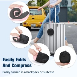 Pernă de Călătorie Ergonomică din Spumă cu Memorie pentru Avion, Ajustabilă și Compactă, cu Dopuri de Urechi, Mască de Ochi și Geantă de Transport - Img 3