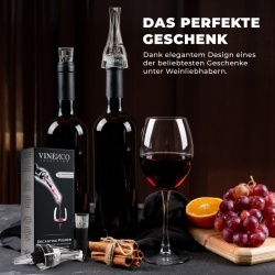 Picurător și Aerator pentru Vin, Dop Decantor cu Sistem Anti-Picurare, Fixare pe Sticlă, Negru/Transparent - Img 3