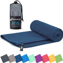 Prosop din Microfibră Fit-Flip, Compact, Ultra-Ușor și cu Uscare Rapidă, Dimensiune 50 x 30 cm, Albastru / Diverse (Ultra Lightweight & Quick Dry)