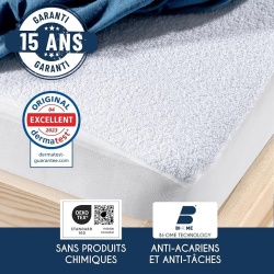 Protecție saltea impermeabilă Dreamzie, 90 x 200 cm, suprafață din bumbac moale, membrană poliuretan respirabilă, barieră antiacarieni, cu elastic de jur împrejur, Alb - Img 6