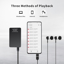Reportofon digital Vivanir de 128 GB, timp de înregistrare lungă de 350 de ore (baterie masivă de 2500 mAh), reportofon activat vocal USB-C cu redare si reducere a zgomotului, ideal pentru conferinte interviu - Img 5