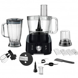 Robot de bucatarie Heinner Cookery Chef HFP-1000BK, 1000W, blender si rasnita incluse, capacitate bol 3.5L, capacitate blender 1.8L, 2 viteze + Pulse, cutit inox, Negru - Img 3