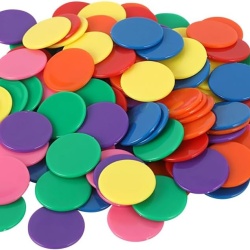 Set 100 Jetoane Colorate din Plastic 25 mm pentru Învățare Matematică, Numărare și Jocuri de Societate, Jetoane Tip Poker Fără Valoare, Accesorii Didactice pentru Copii și Adulți