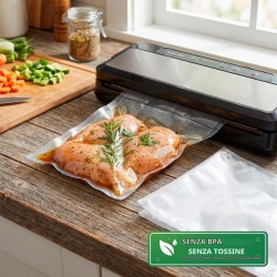 Set 100 Pungi Vidare Alimente BOLSEMACK, Texturate / Gofrate, Dimensiune 15 x 40 cm, Calitate Alimentară BPA Free, Compatibile cu Toate Aparatele de Vidat cu Aspirație Externă - Img 7