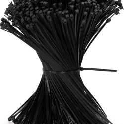 Set 110 Coliere / Bride de Strângere din Plastic Negru, 200 mm x 2.5 mm, Nailon Rezistent pentru Organizare Cabluri și Grădinărit